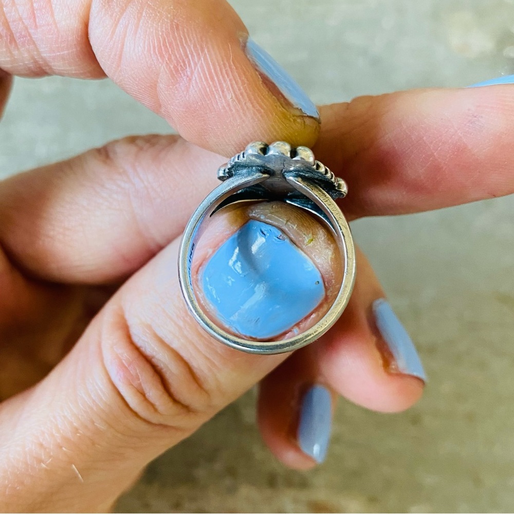 SOLD ♥️ Navajo ♥️ Vintage Sterling Silver & Blue - Green Turquoise Ring - Picture 8 of 13